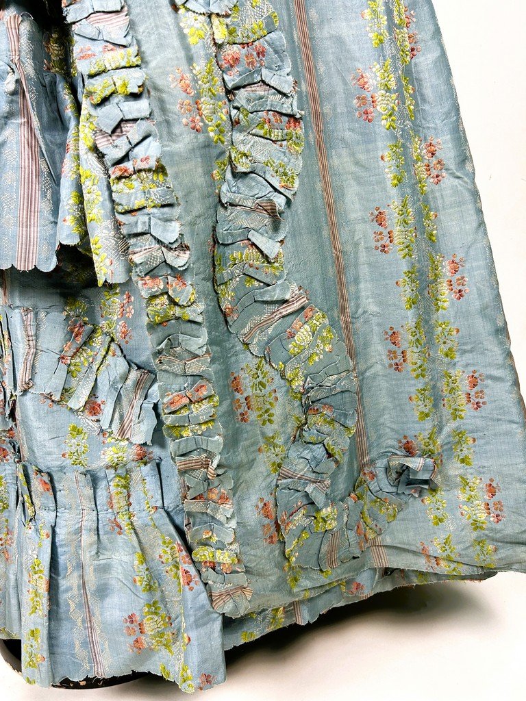 French Dress In Blue Edged Taffeta Nattier - France Circa 1780-photo-2