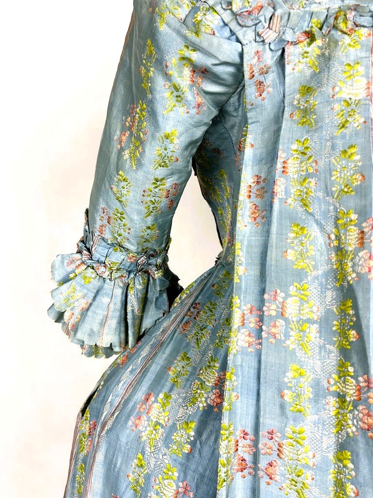 French Dress In Blue Edged Taffeta Nattier - France Circa 1780-photo-6