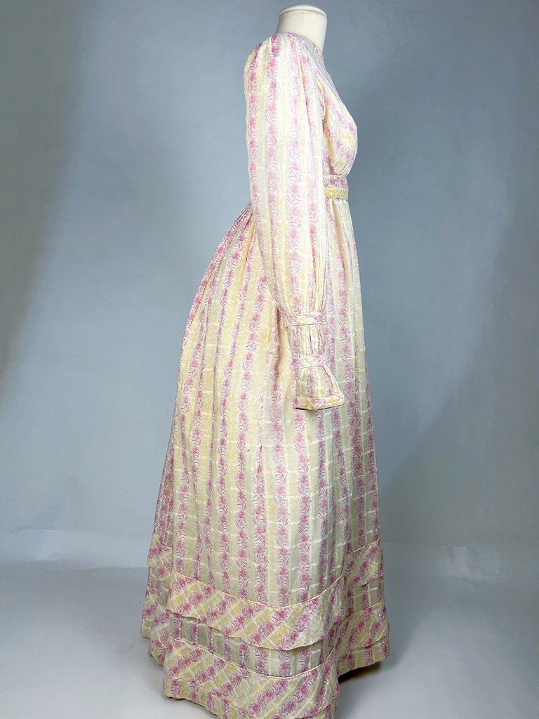 Robe d'été en mousseline imprimée - Angleterre période Regency Circa 1820-photo-4