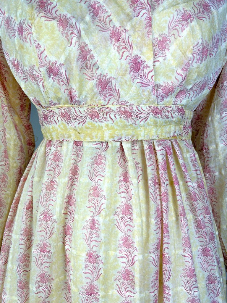 Robe d'été en mousseline imprimée - Angleterre période Regency Circa 1820-photo-2
