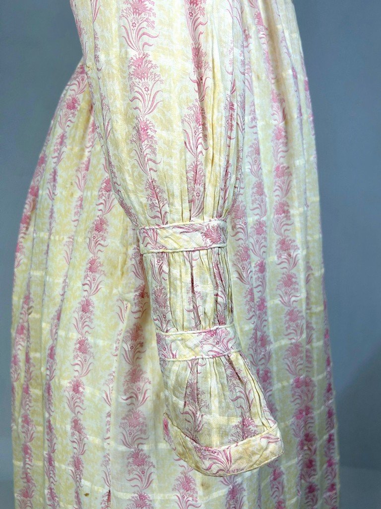 Robe d'été en mousseline imprimée - Angleterre période Regency Circa 1820-photo-5