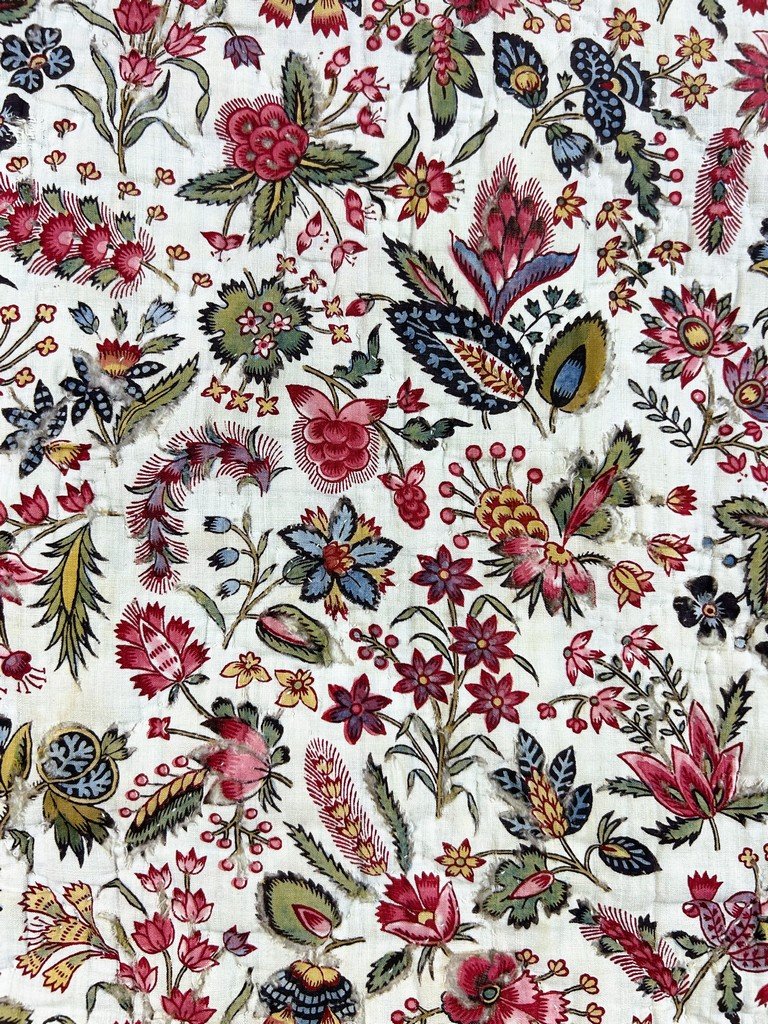 Les "Coquesigrues" Courtepointe en Indienne Oberkampf - Jouy-en-Josas Circa 1790 -photo-4