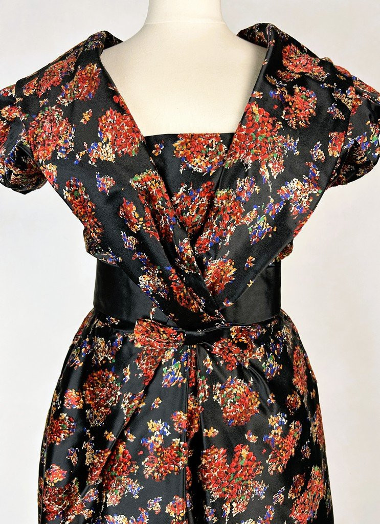 Velvet Sabre Cocktail Dress - France Circa 1955-photo-3