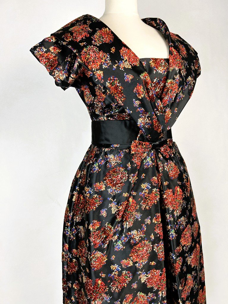Velvet Sabre Cocktail Dress - France Circa 1955-photo-3