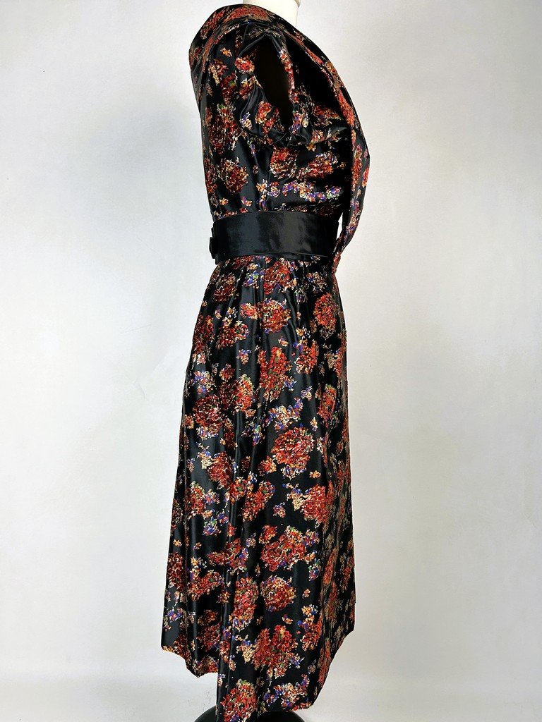 Velvet Sabre Cocktail Dress - France Circa 1955-photo-4