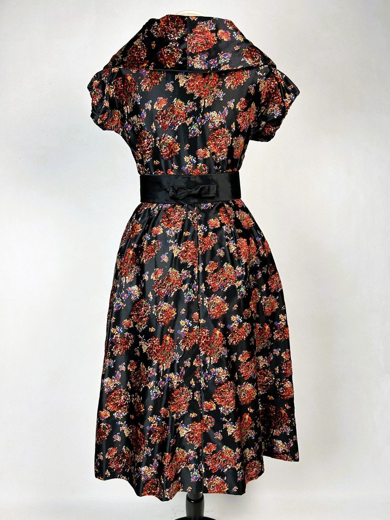 Velvet Sabre Cocktail Dress - France Circa 1955-photo-5
