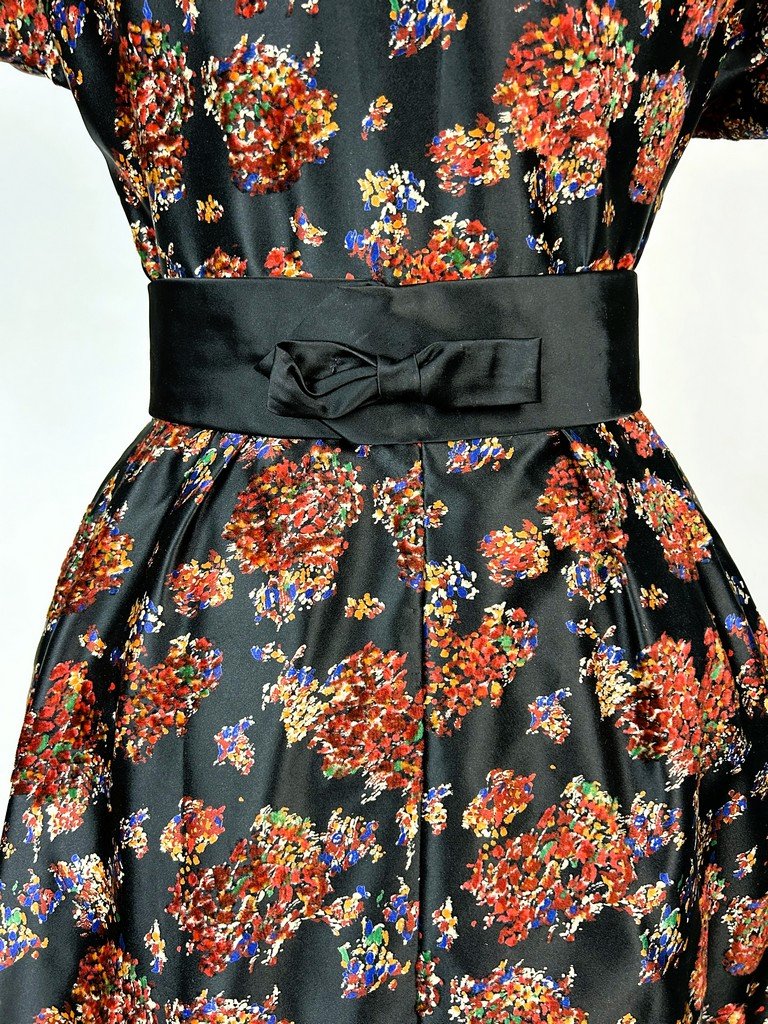 Velvet Sabre Cocktail Dress - France Circa 1955-photo-6