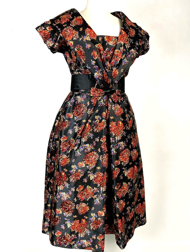 Velvet Sabre Cocktail Dress - France Circa 1955