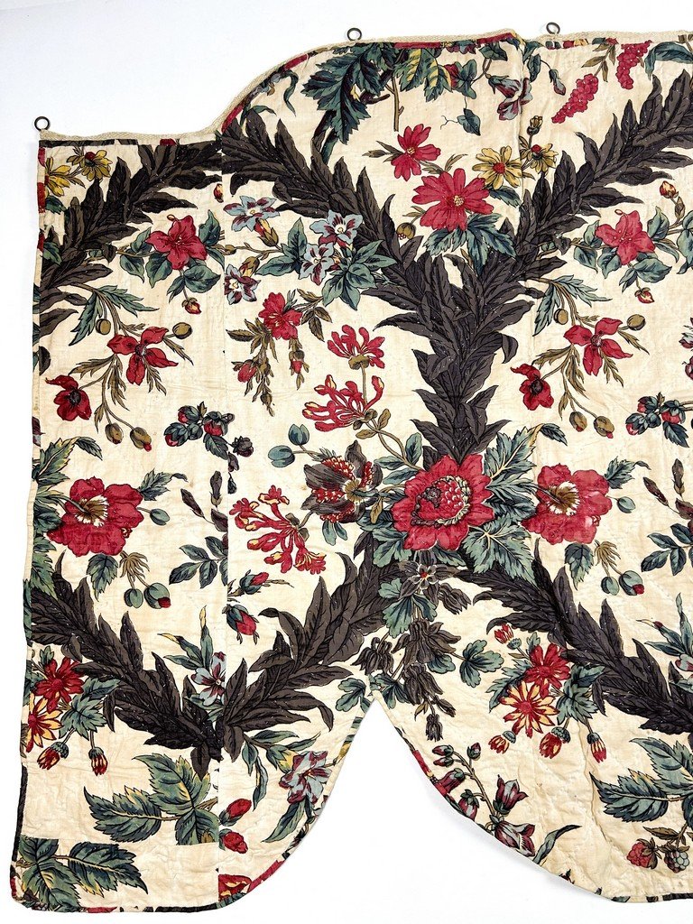 Un lambrequin en Indienne imprimée à la planche - Manufacture d'Alsace ou Suisse Circa 1810-photo-3