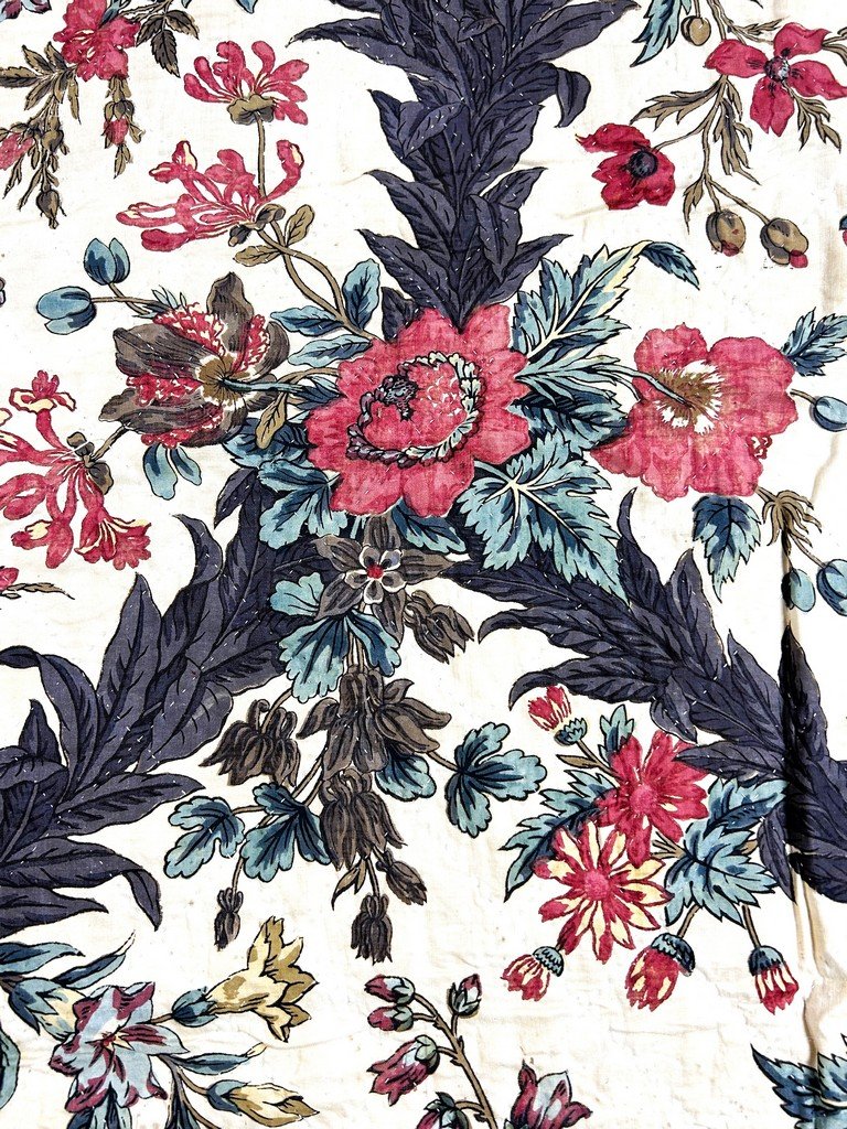 Un lambrequin en Indienne imprimée à la planche - Manufacture d'Alsace ou Suisse Circa 1810-photo-3