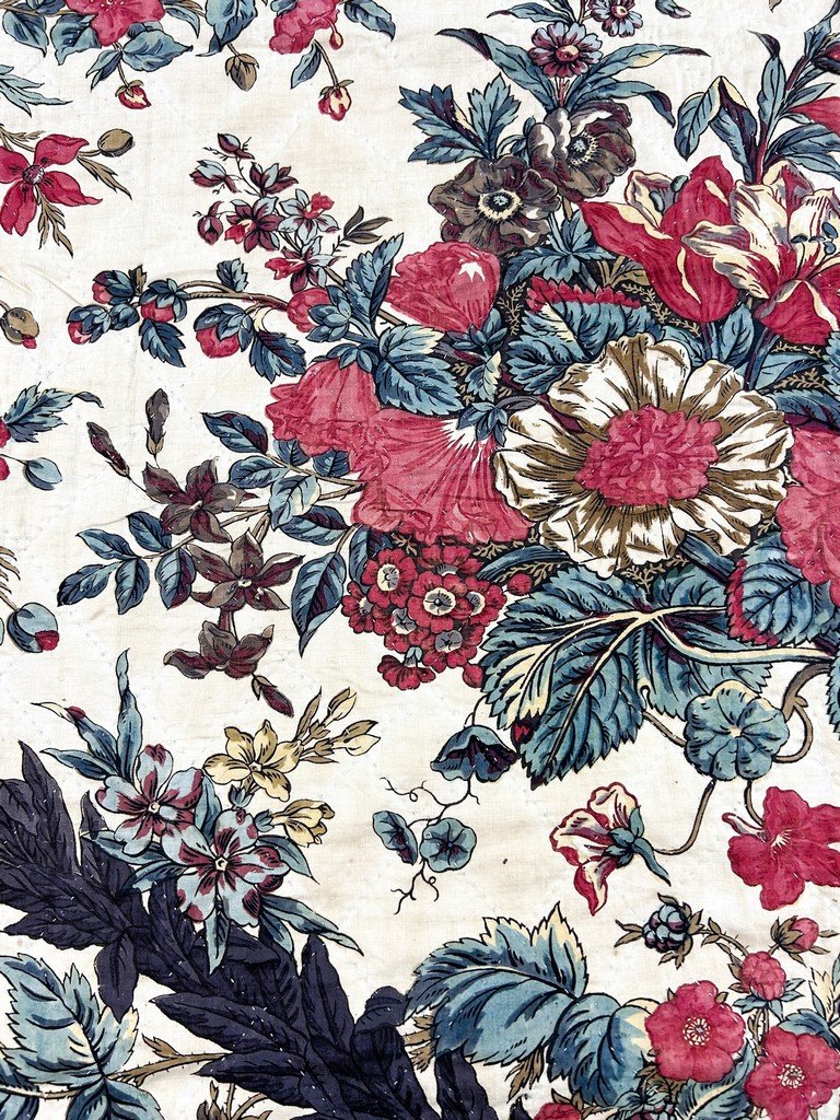 Un lambrequin en Indienne imprimée à la planche - Manufacture d'Alsace ou Suisse Circa 1810-photo-4