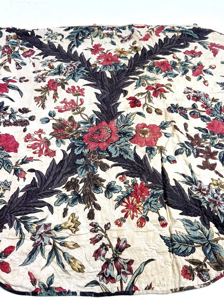 Un lambrequin en Indienne imprimée à la planche - Manufacture d'Alsace ou Suisse Circa 1810-photo-6