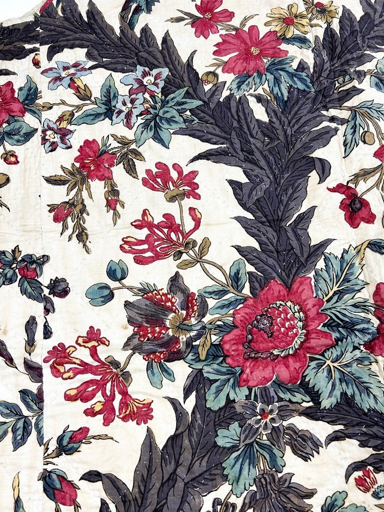 Un lambrequin en Indienne imprimée à la planche - Manufacture d'Alsace ou Suisse Circa 1810-photo-7