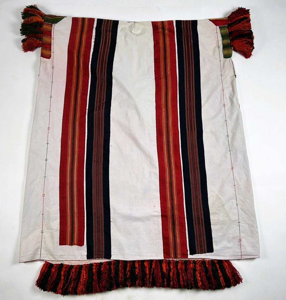 Blouse En Coton Brodé, Rubans de Soie Et Pompons de Soie Floche - Tunisie Circa 1950-photo-3