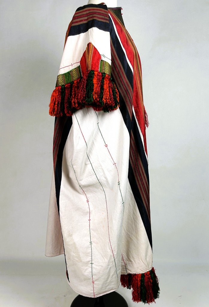 Blouse En Coton Brodé, Rubans de Soie Et Pompons de Soie Floche - Tunisie Circa 1950-photo-5