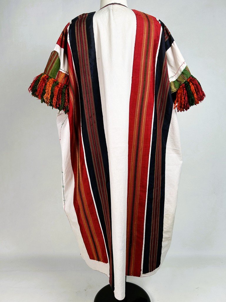 Blouse En Coton Brodé, Rubans de Soie Et Pompons de Soie Floche - Tunisie Circa 1950-photo-7