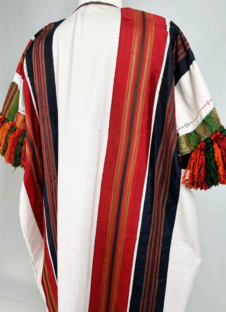 Blouse En Coton Brodé, Rubans de Soie Et Pompons de Soie Floche - Tunisie Circa 1950-photo-8