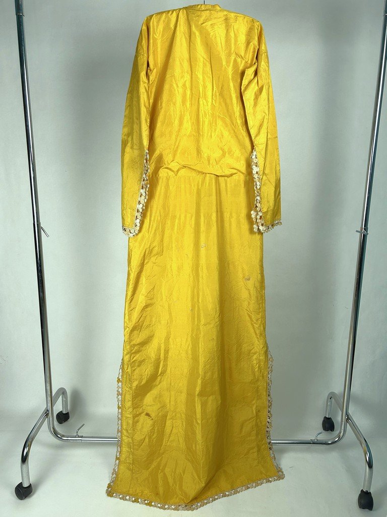 Ceremonial Kaftan Or Entari In Gold-yellow Silk Taffeta - Ottoman Empire 19th C.-photo-3