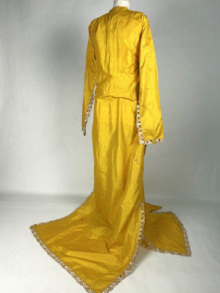 Ceremonial Kaftan Or Entari In Gold-yellow Silk Taffeta - Ottoman Empire 19th C.-photo-7