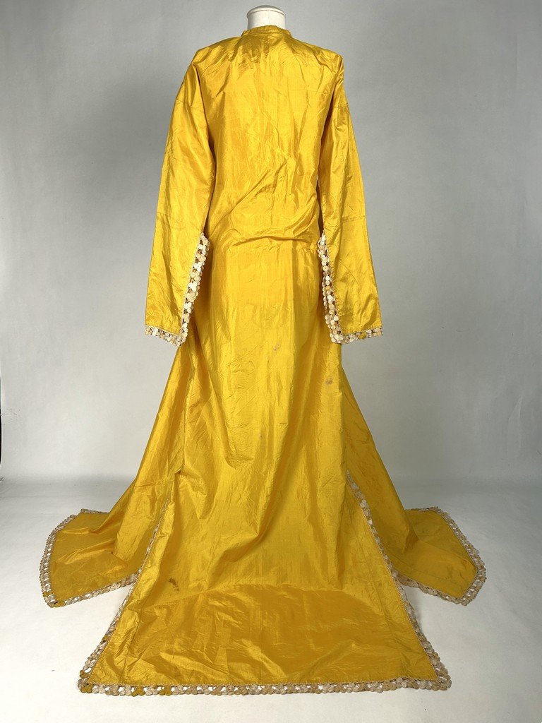 Ceremonial Kaftan Or Entari In Gold-yellow Silk Taffeta - Ottoman Empire 19th C.-photo-8