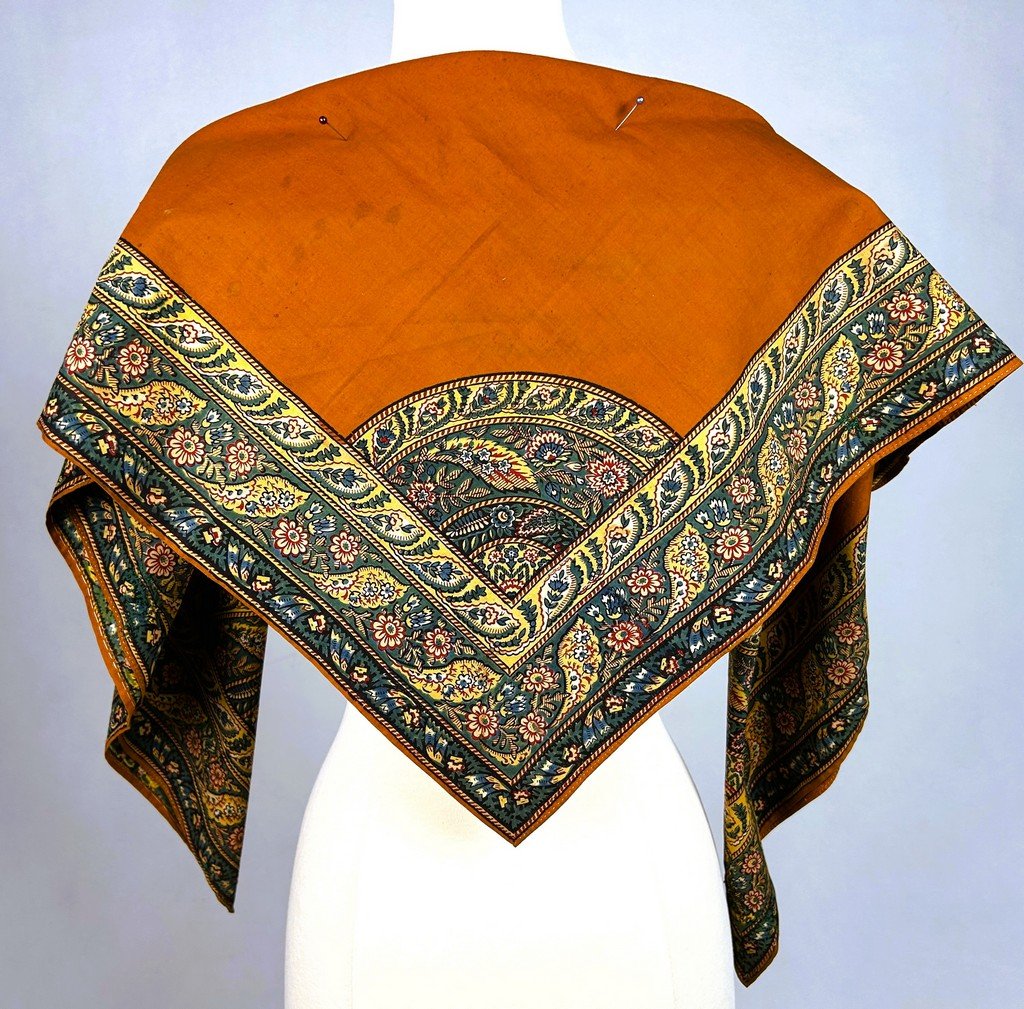 Fichu In Indienne Printed With Quarter Moons - Provence Circa 1820-photo-2