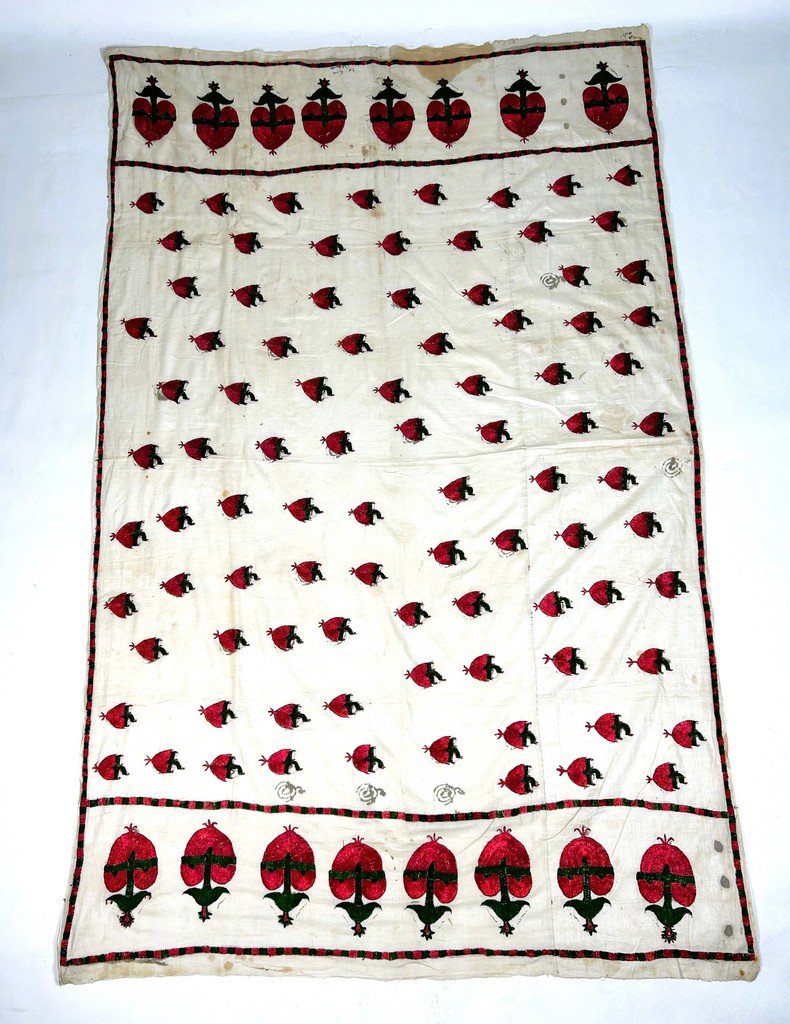 Châle nuptial "Abochini", coton brodé de soie floche - Sindh Indes Circa 1900-photo-2