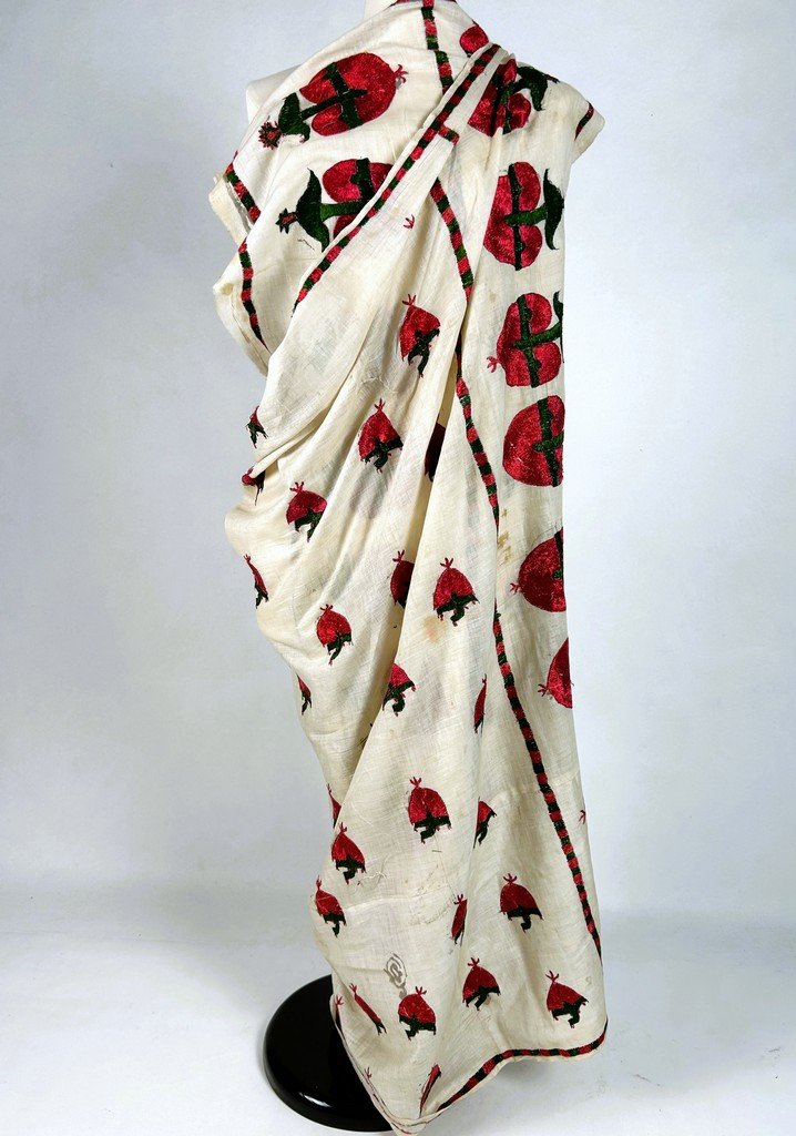 Châle nuptial "Abochini", coton brodé de soie floche - Sindh Indes Circa 1900-photo-3