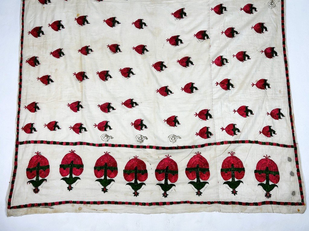 Châle nuptial "Abochini", coton brodé de soie floche - Sindh Indes Circa 1900-photo-4