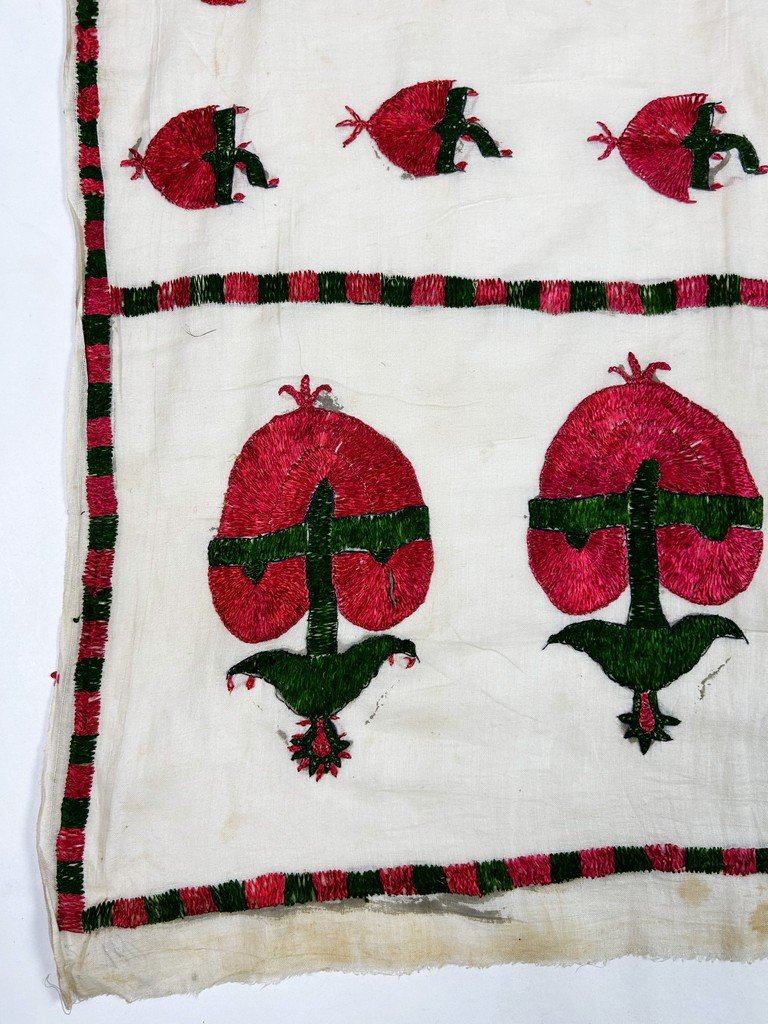 Châle nuptial "Abochini", coton brodé de soie floche - Sindh Indes Circa 1900-photo-1