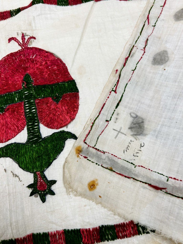 Châle nuptial "Abochini", coton brodé de soie floche - Sindh Indes Circa 1900-photo-3