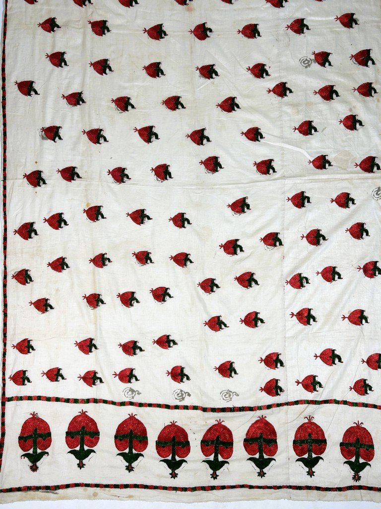 Châle nuptial "Abochini", coton brodé de soie floche - Sindh Indes Circa 1900-photo-4