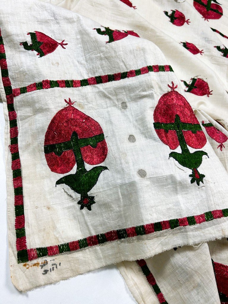 Châle nuptial "Abochini", coton brodé de soie floche - Sindh Indes Circa 1900-photo-7