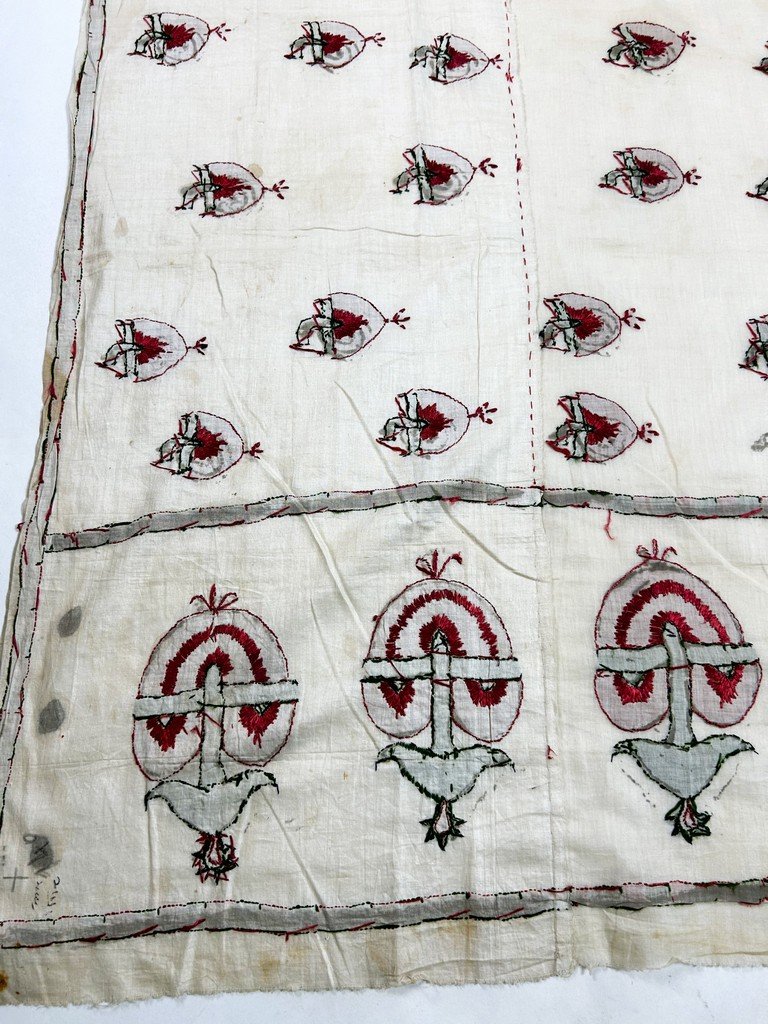 Châle nuptial "Abochini", coton brodé de soie floche - Sindh Indes Circa 1900-photo-8