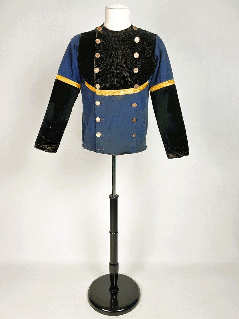 Breton Chupenn Jacket In Embroidered Indigo Wool Cloth - Quimper Region Circa 1880-1900-photo-3