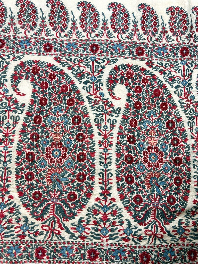 Paisley Cashmere Shawl, Empire Or Regency Style - Scotland Circa 1800-1825-photo-8