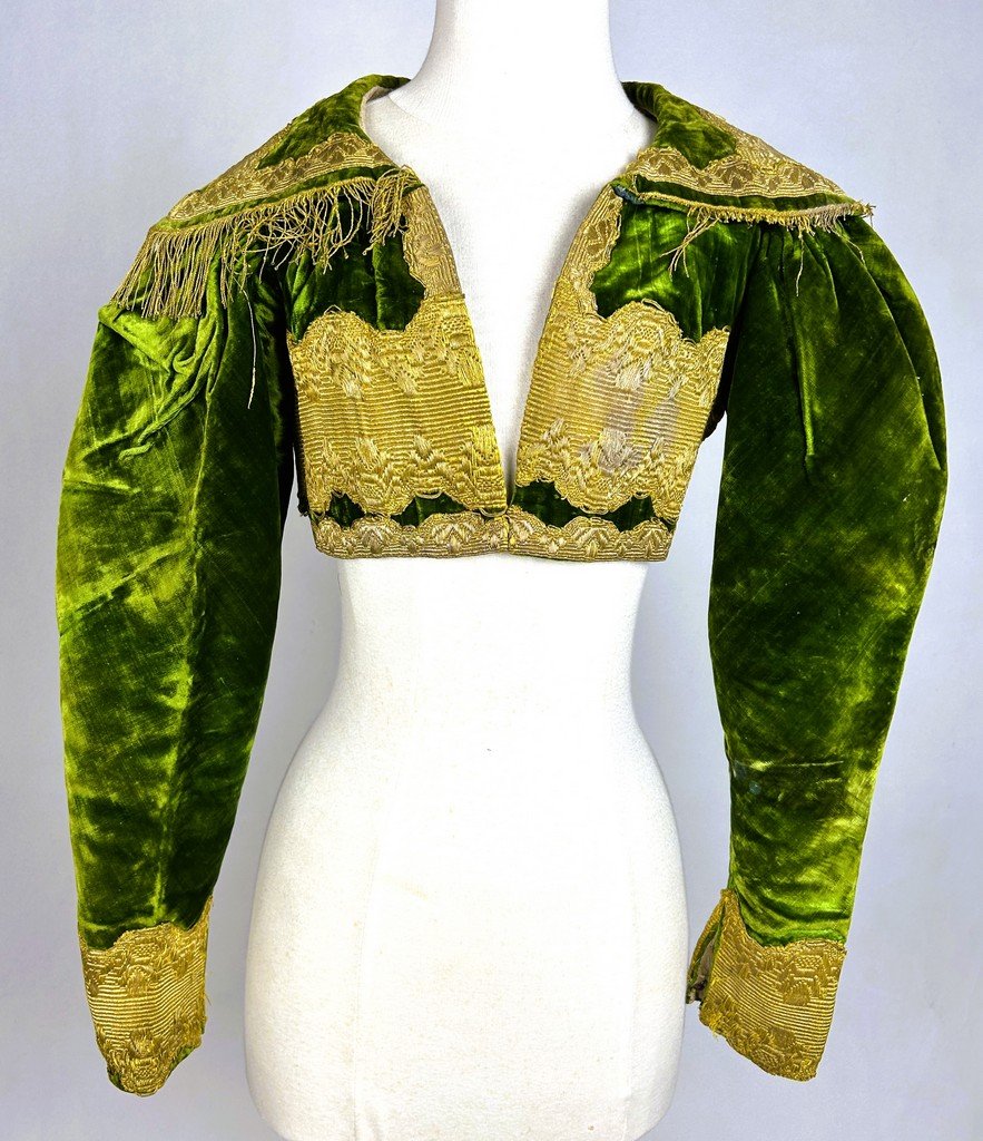 Spencer en velours émeraude et brocart de fils d'or - Russie ou Balkans Circa 1830