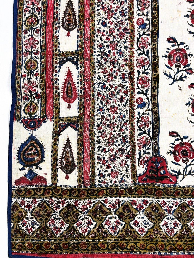 Kalamkari peint au cachet UEIC Compagnie des Indes anglaise - Indes, Machilipatnam début XIXe -photo-2