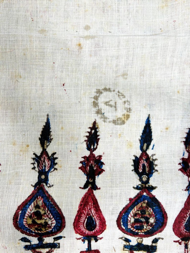 Kalamkari peint au cachet UEIC Compagnie des Indes anglaise - Indes, Machilipatnam début XIXe -photo-4