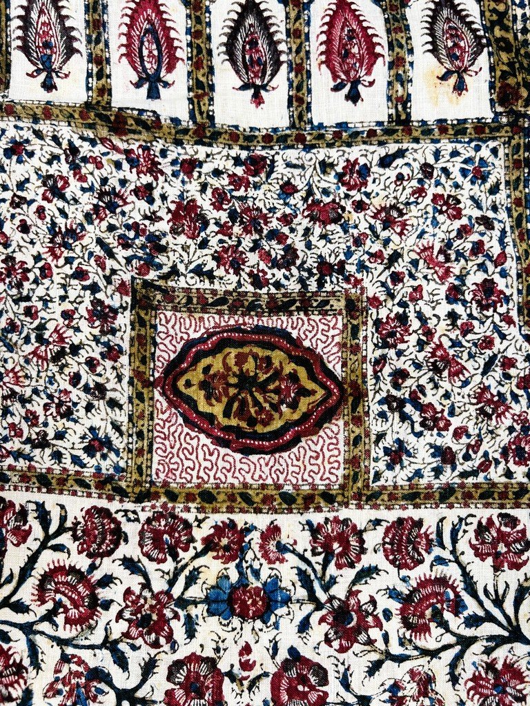 Kalamkari peint au cachet UEIC Compagnie des Indes anglaise - Indes, Machilipatnam début XIXe -photo-5