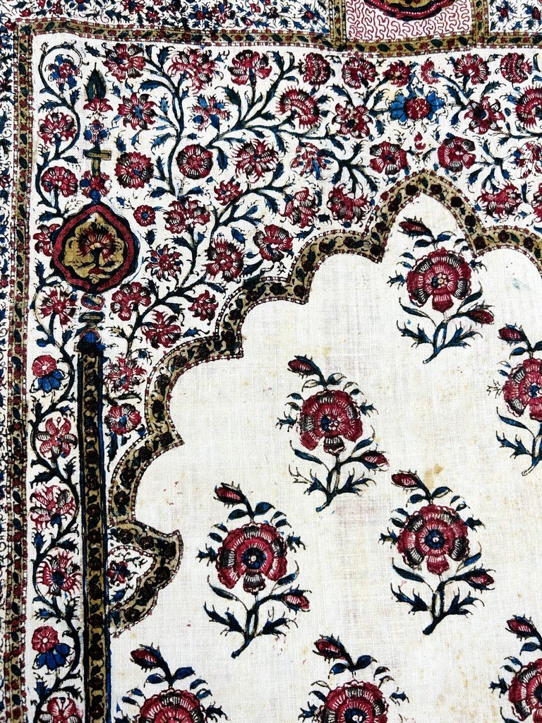 Kalamkari peint au cachet UEIC Compagnie des Indes anglaise - Indes, Machilipatnam début XIXe -photo-7