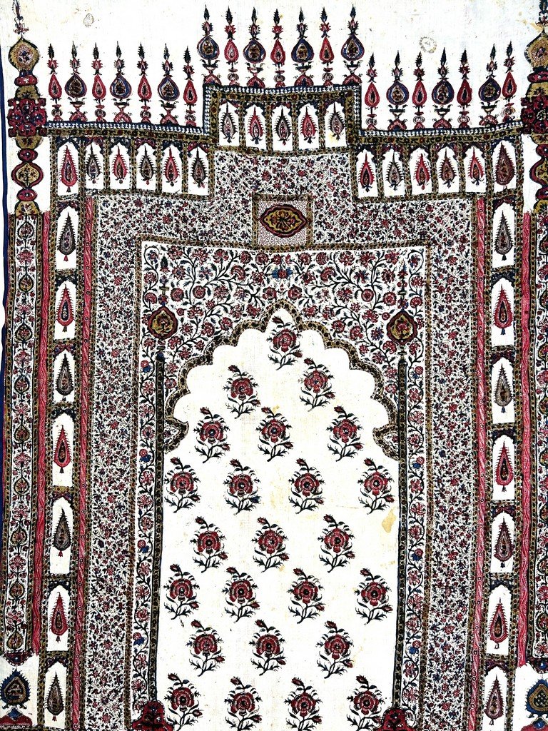 Kalamkari peint au cachet UEIC Compagnie des Indes anglaise - Indes, Machilipatnam début XIXe 