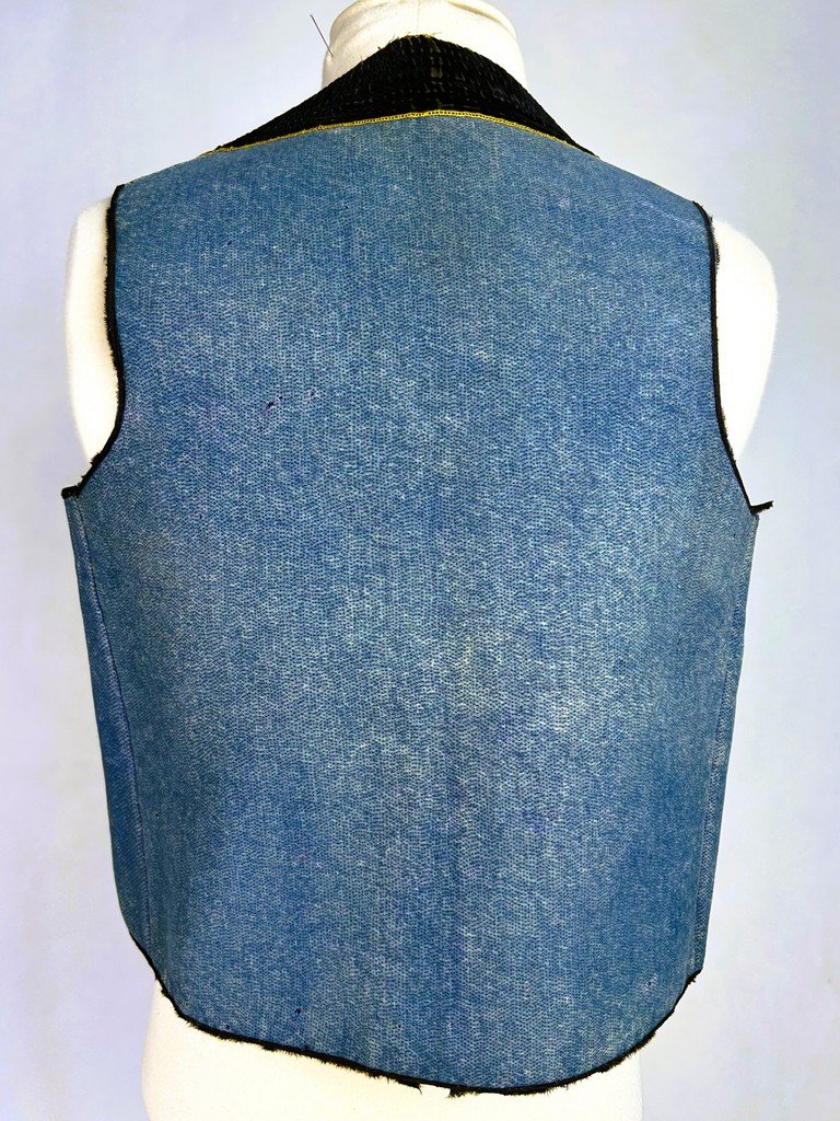 Gilet breton Glazig en drap de laine indigo brodé - Région de Quimper Circa 1880-1900-photo-5
