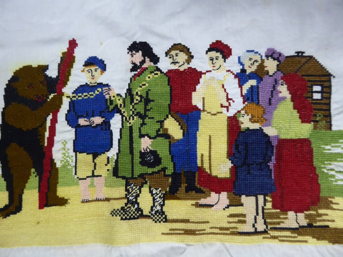 Echarpe de mariage brodée - Russie début XXe siècle-photo-3