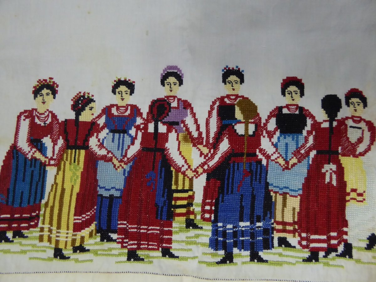 Echarpe de mariage brodée - Russie début XXe siècle-photo-6