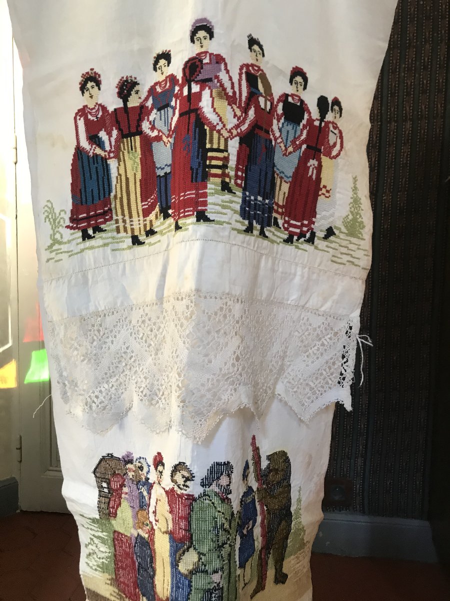 Echarpe de mariage brodée - Russie début XXe siècle-photo-8