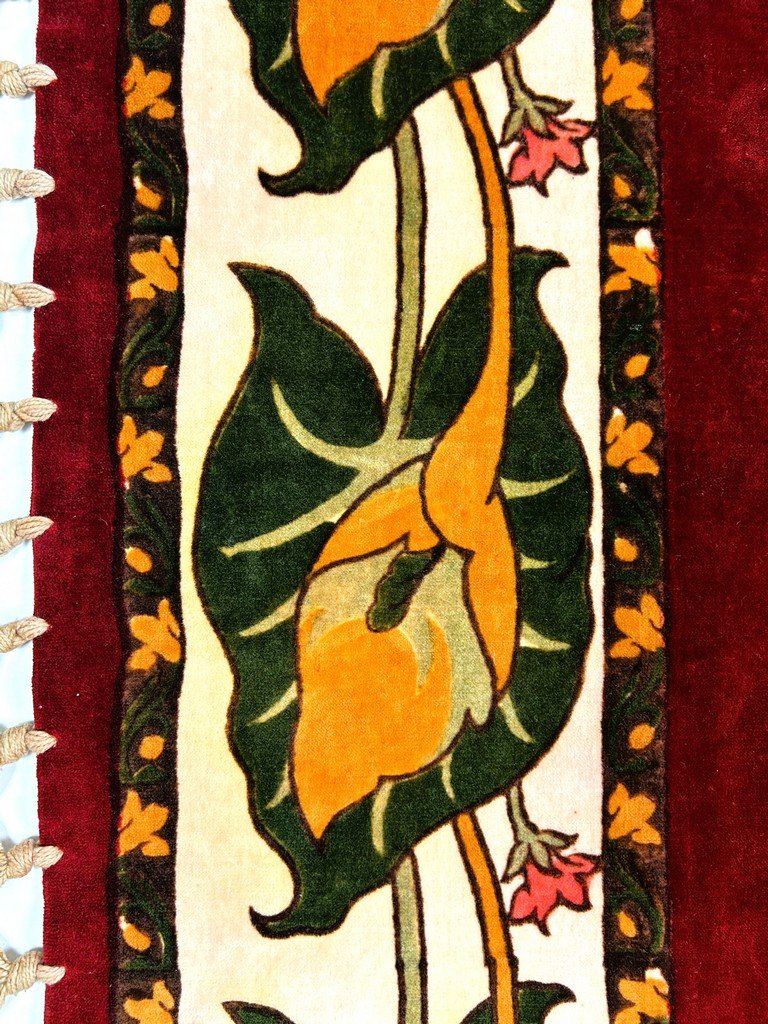 Art Nouveau Velvet Tablecloth Printed With Arums - France, Circa 1900-photo-7