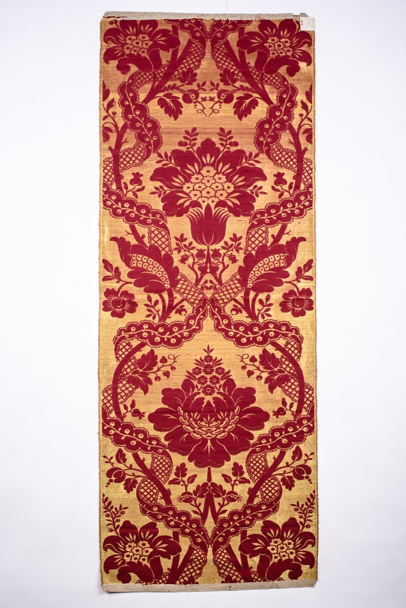 Lampas With Large Cherry And Golden Yellow Motifs — Lyon Or Tours, Circa 1870-photo-4
