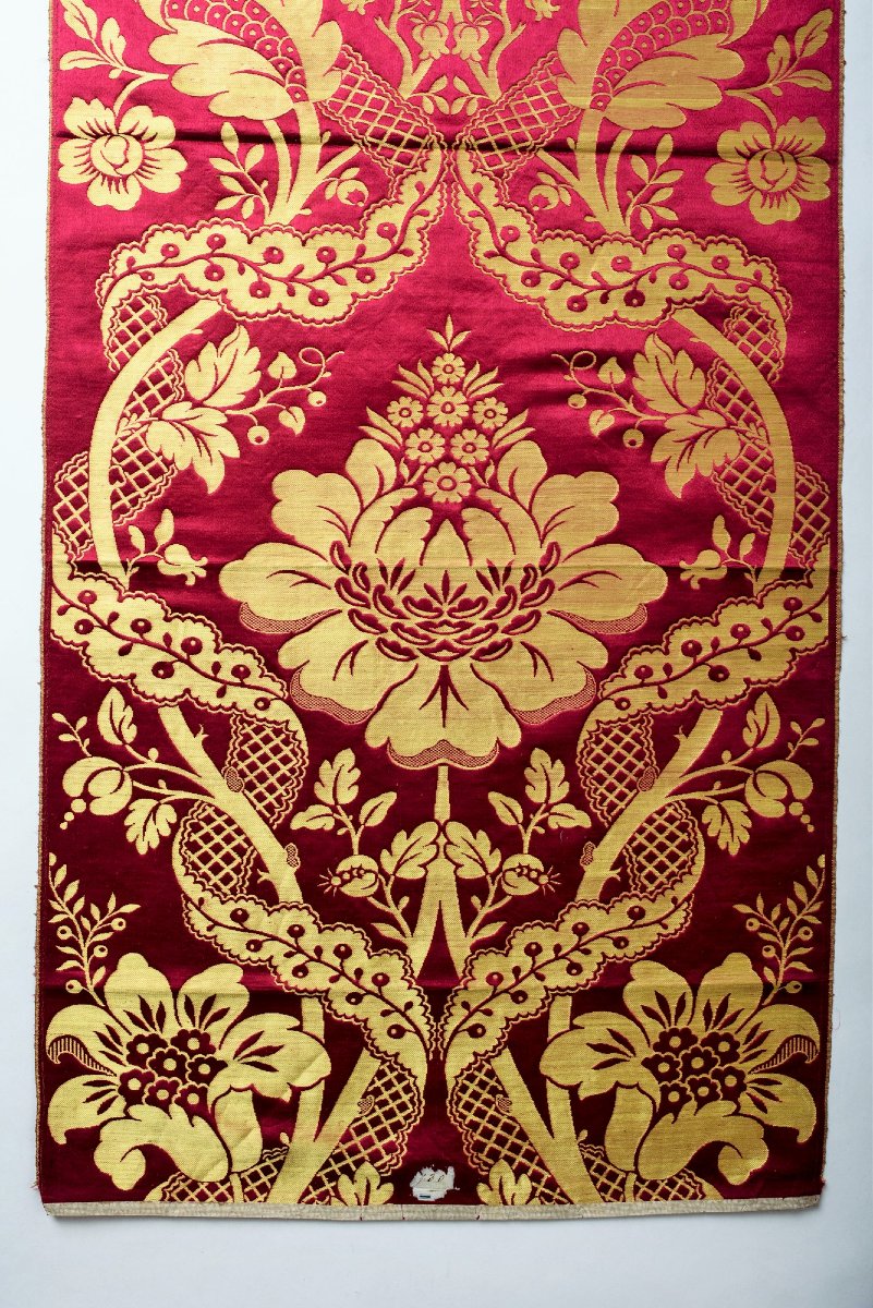 Lampas With Large Cherry And Golden Yellow Motifs — Lyon Or Tours, Circa 1870-photo-4
