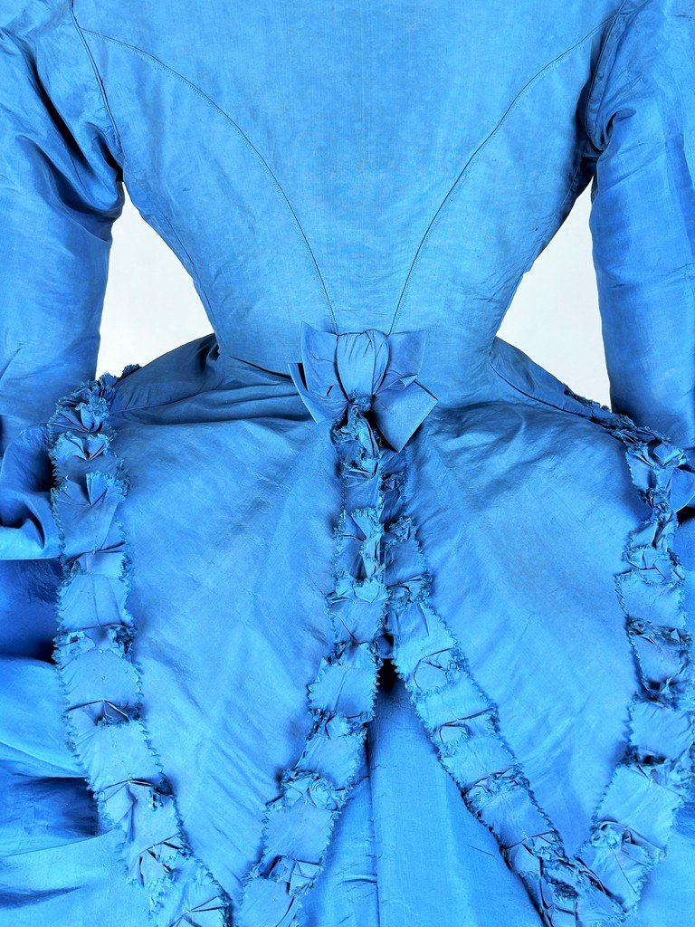 Polish-style Visiting Dress In Blue Silk Taffeta By Raymond Et Falbalas - France, Circa 1875-photo-2