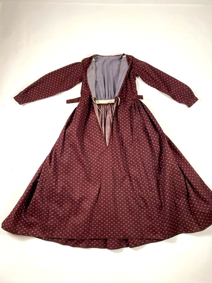 Vers 1860 une robe provençale en coton imprimé - état exceptionnel-photo-2